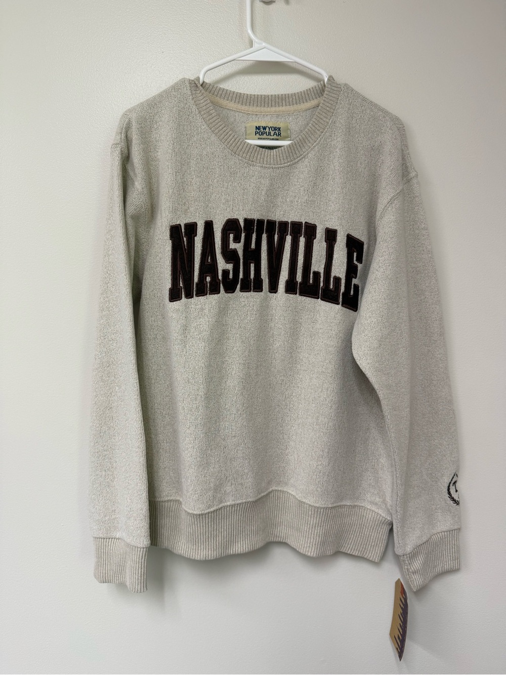 New York Popular Nashville Crewneck Sweatshirt Women’s M NWT Oatmeal Brown